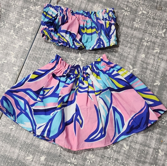 Hawaiian Hibiscus/Plumeria Floral Print Shorts & Skirts Set (12 Months) - Picture 3 of 3